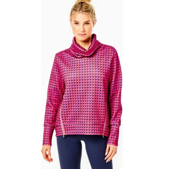 ADDISON BAY Women's Everyday Turtleneck Pullover Berry Mod Geo Size Small NWT $1 - Picture 1 of 14